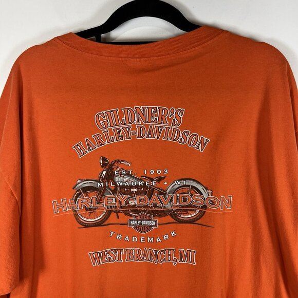 Harley Davidson West Branch Michigan Orange T-shirt Men’s Size XXL Motorcycle - Picture 6 of 8
